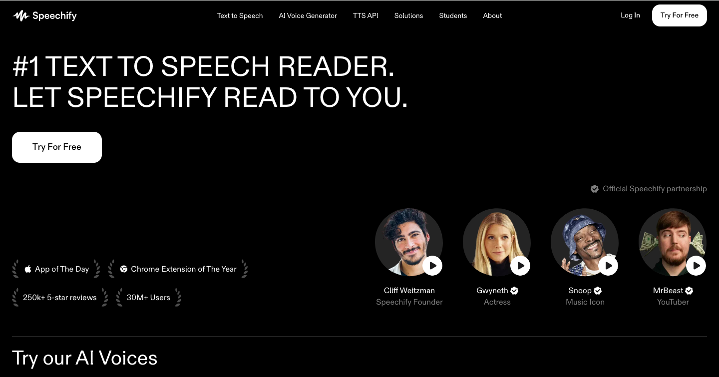 Speechify Interface