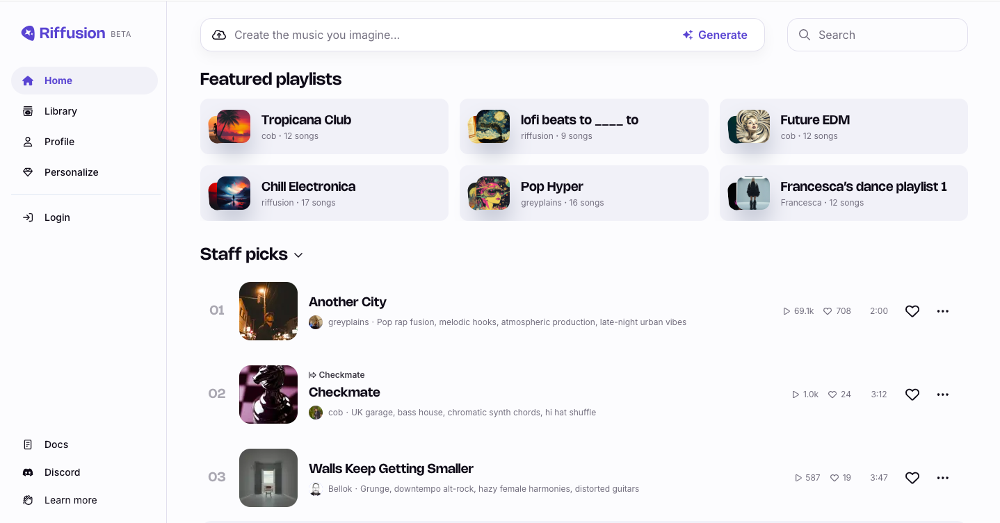 Riffusion Interface