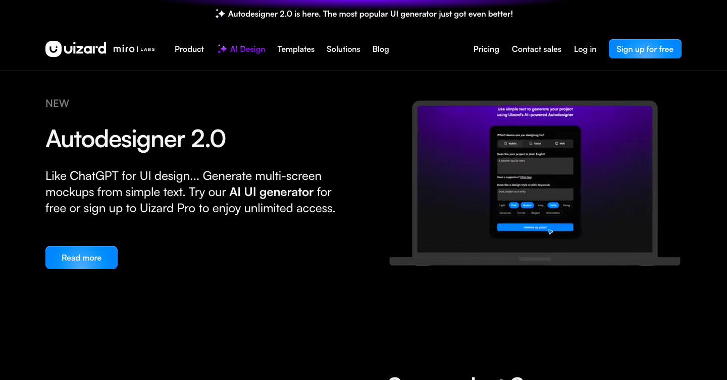 Uizard AI Interface
